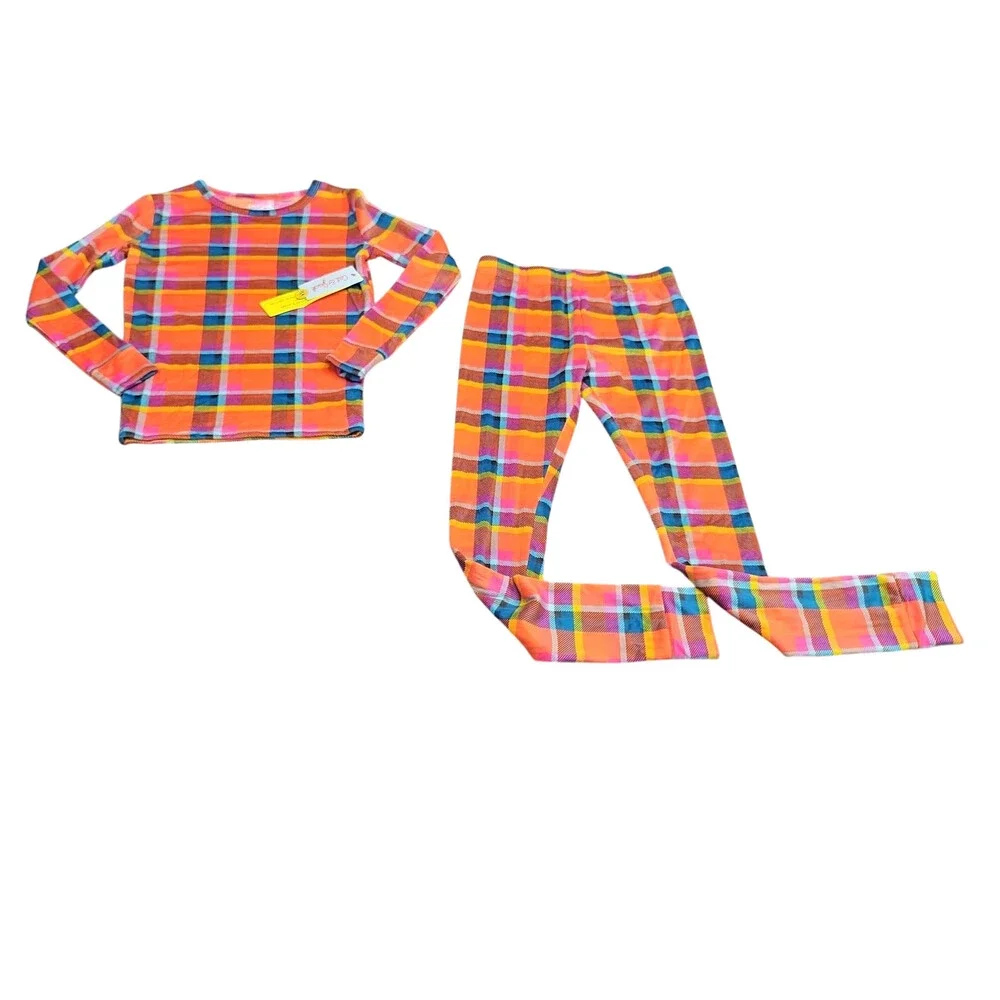 Cat & Jack Kids' Boys' Girls' Pajama Set Size 14 Pink Blue Plaid Snuggly Soft